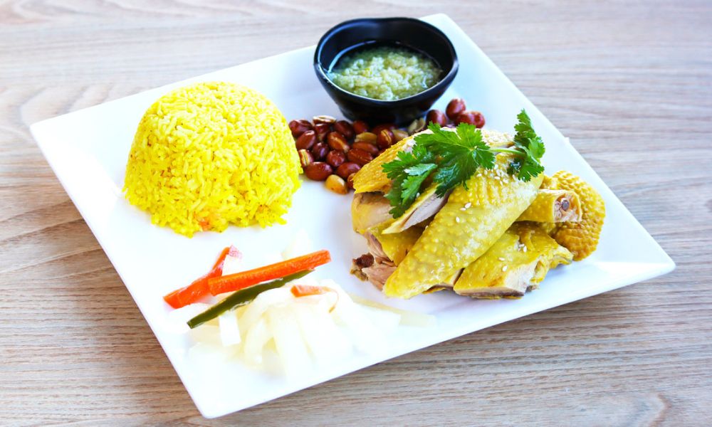 Tender chicken with fragrant yellow rice at Hong Kong City Restaurant, a Chinese Restaurant in Alameda