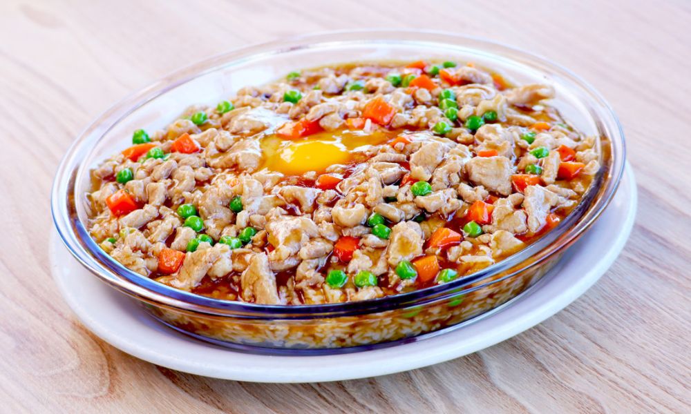 Minced beef rice with raw egg at Hong Kong City Restaurant, a Chinese Restaurant in Alameda