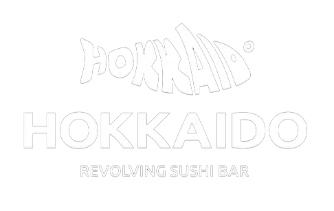 Logo of Hokkaido Revolving Sushi Bar, featuring stylized and bold text of "HOKKAIDO" and the description "REVOLVING SUSHI BAR".