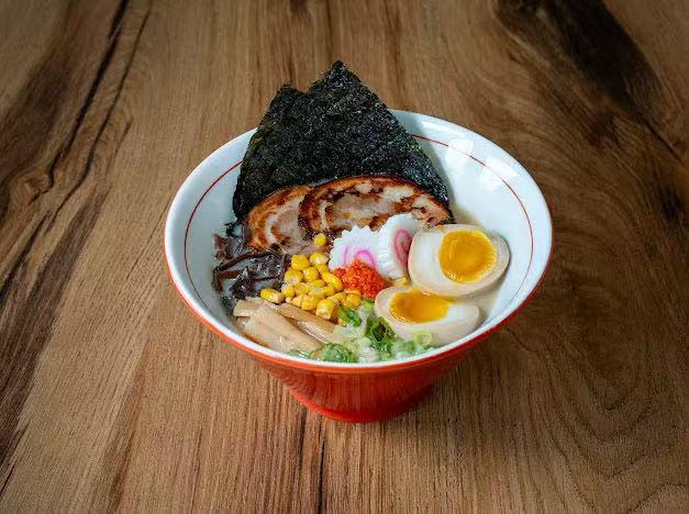 Spicy tonkotsu ramen with egg, chashu pork and seaweed at Hokkaido Ramen, a Japanese restaurant in Kill Devil Hills