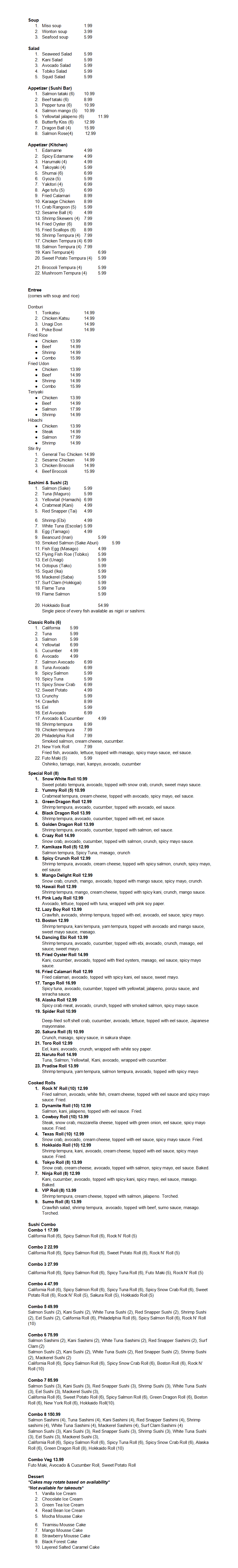 Restaurant menu 1, detailed description provided below