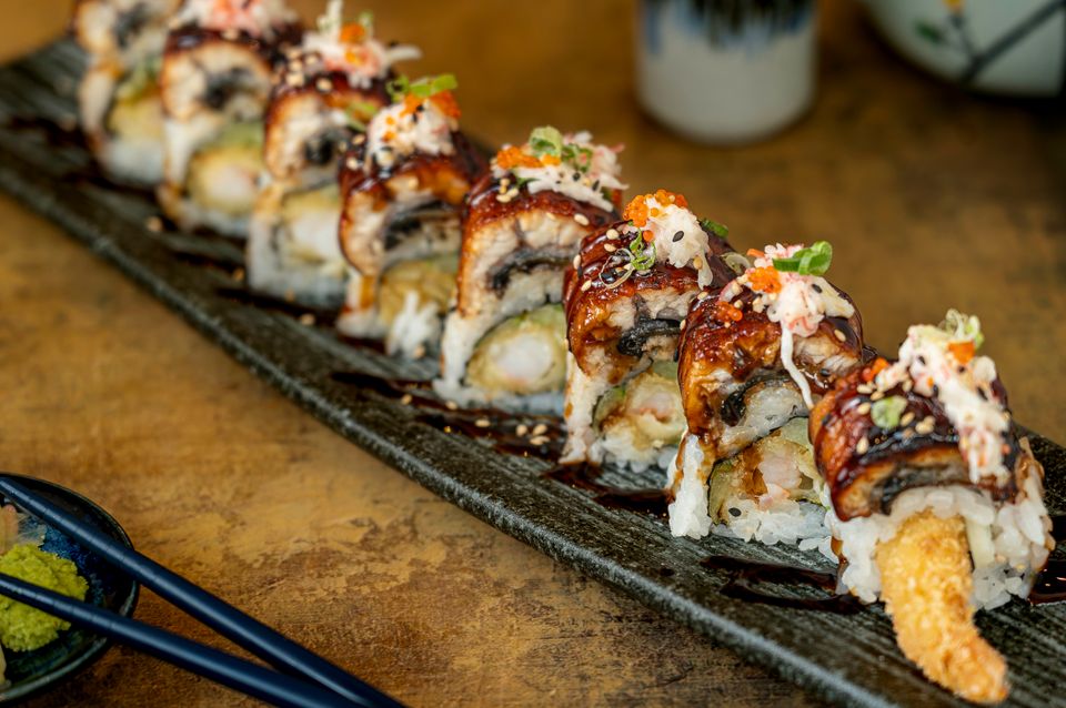Eel Tempura Sushi Roll at Hokkaido Sushi & Ramen, Japanese Restaurant in Portland