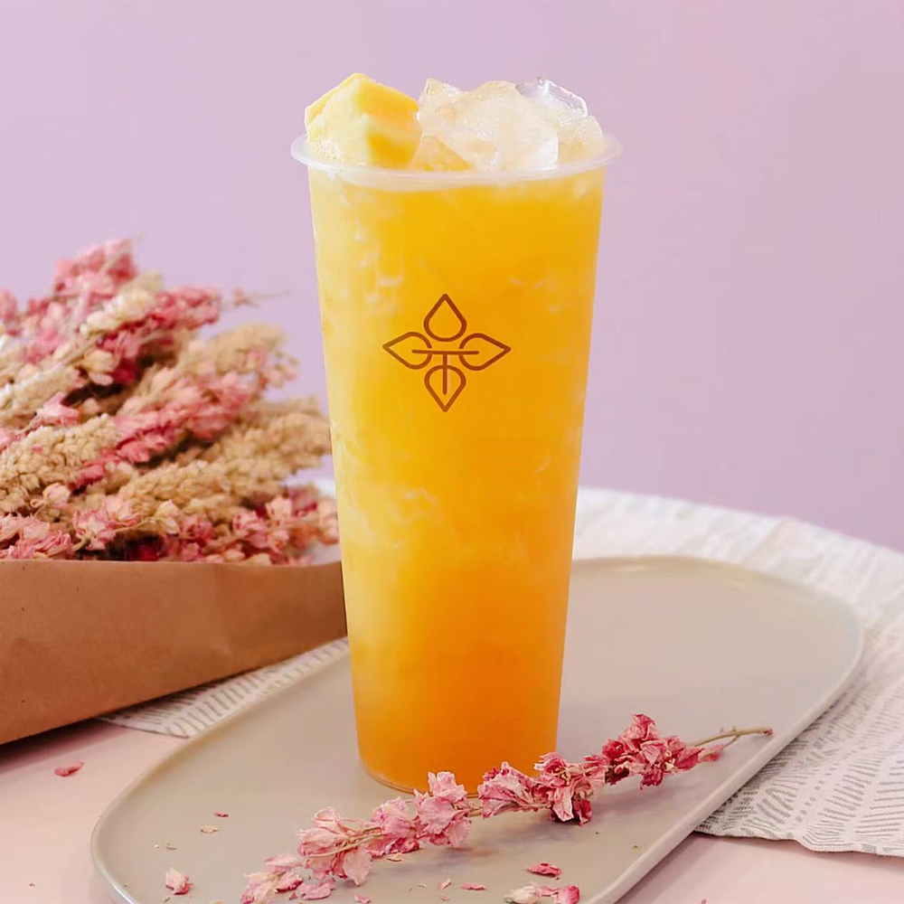 Refreshing mango green tea beverage at Hong Jie Special Noodles & Dumplings，a Chinese Restaurant in Hurst