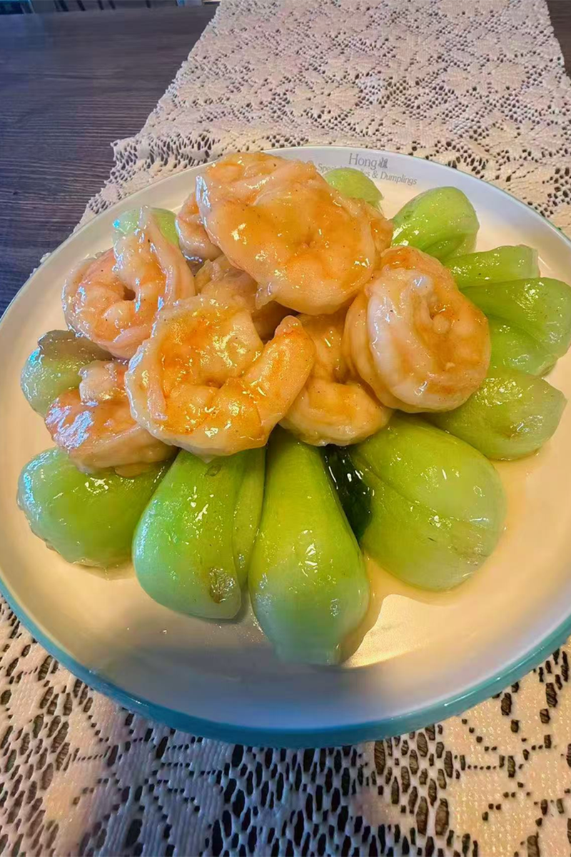 Fresh shrimp with minced garlic, juicy, strong garlic aroma at Hong Jie Special Noodles & Dumplings，a Chinese Restaurant in Hurst
