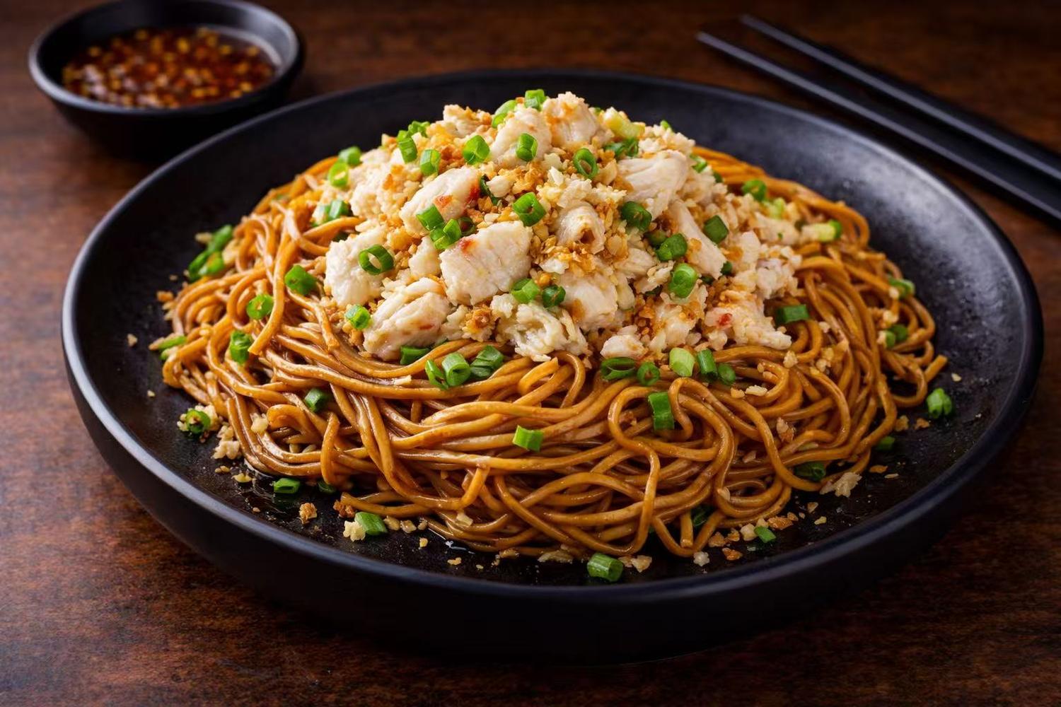 Dry-Braised Egg Noodles with Crab Meat at Hong Kong Cafe, a Chinese Restaurant in New York