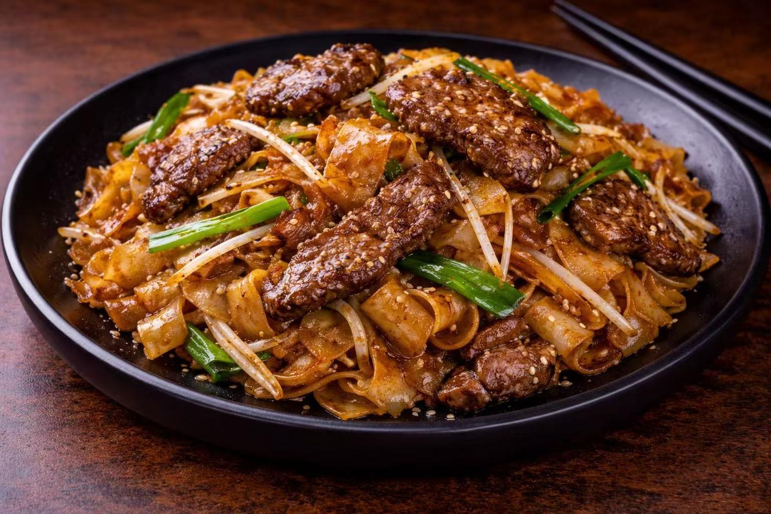 Dry-fried Beef Rice Noodles at Hong Kong Cafe, a Chinese Restaurant in New York