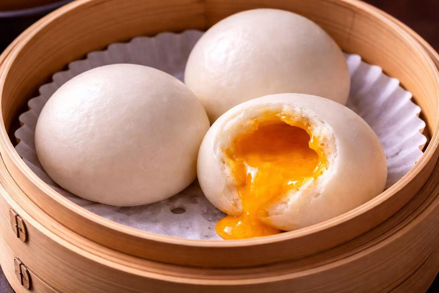 Salted Egg Yolk Custard Buns at Hong Kong Cafe, a Chinese Restaurant in New York