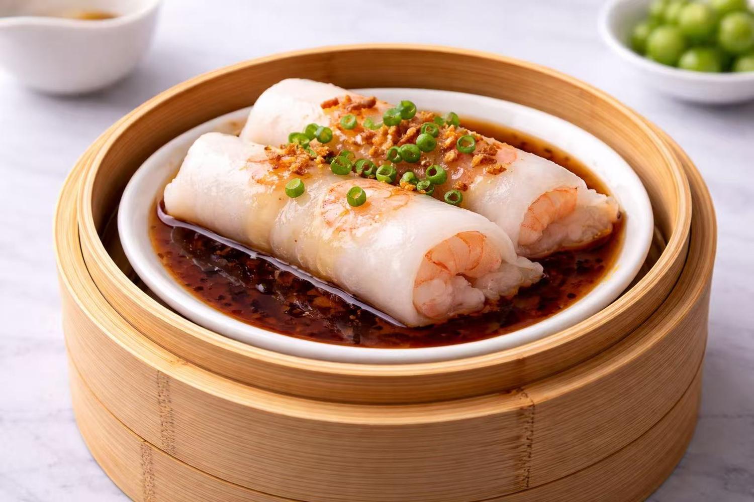 Shrimp Rice Noodle Rolls at Hong Kong Cafe, a Chinese Restaurant in New York