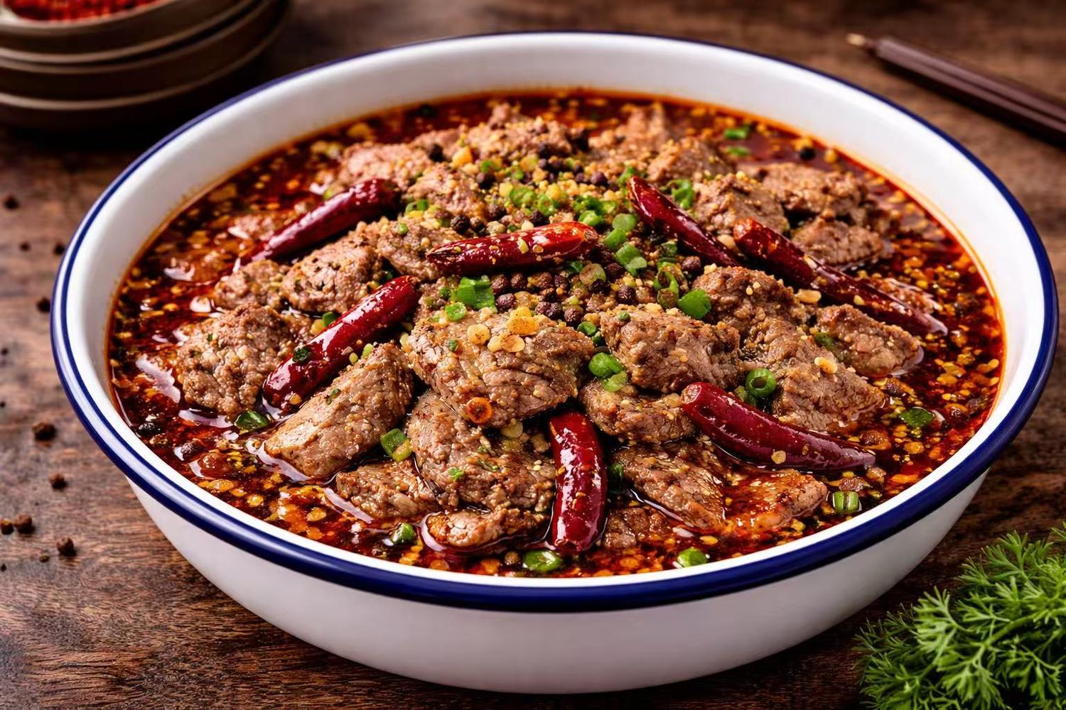 Sichuan Boiled Beef at Hong Kong Cafe, a Chinese Restaurant in New York