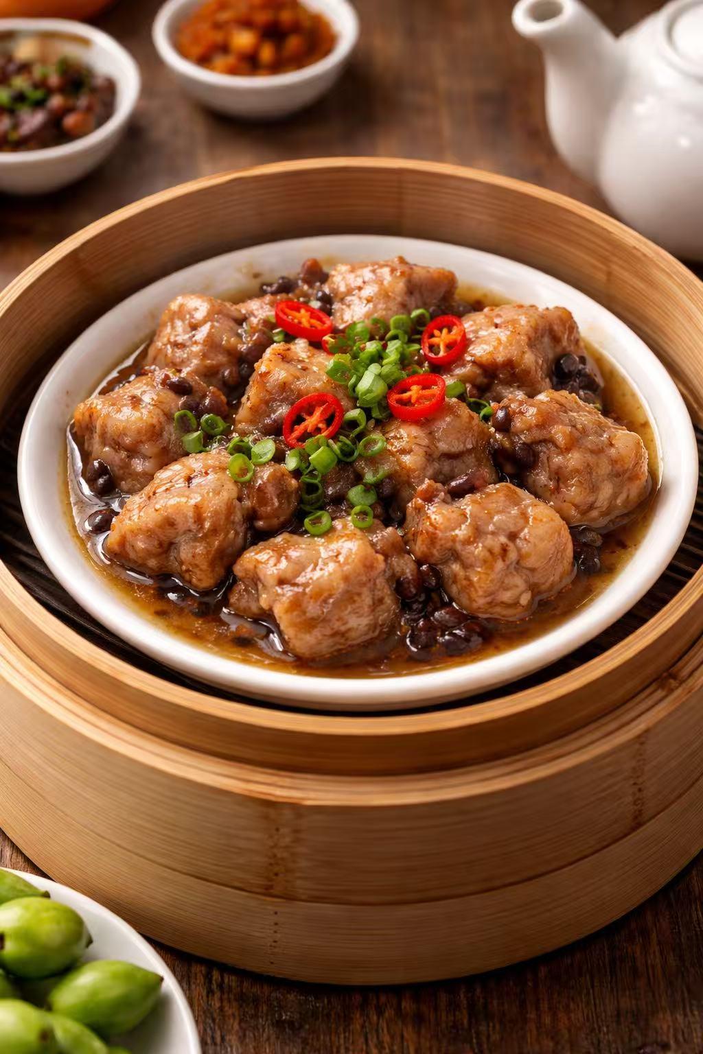 Steamed Pork Ribs with Black Bean Sauce at Hong Kong Cafe, a Chinese Restaurant in New York