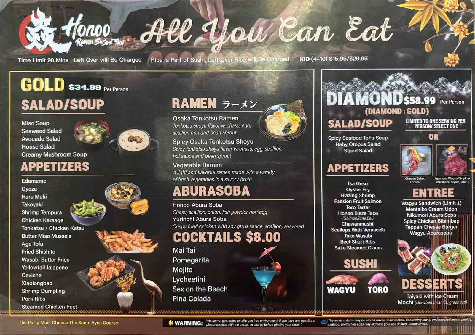 Restaurant menu 2, detailed description provided below