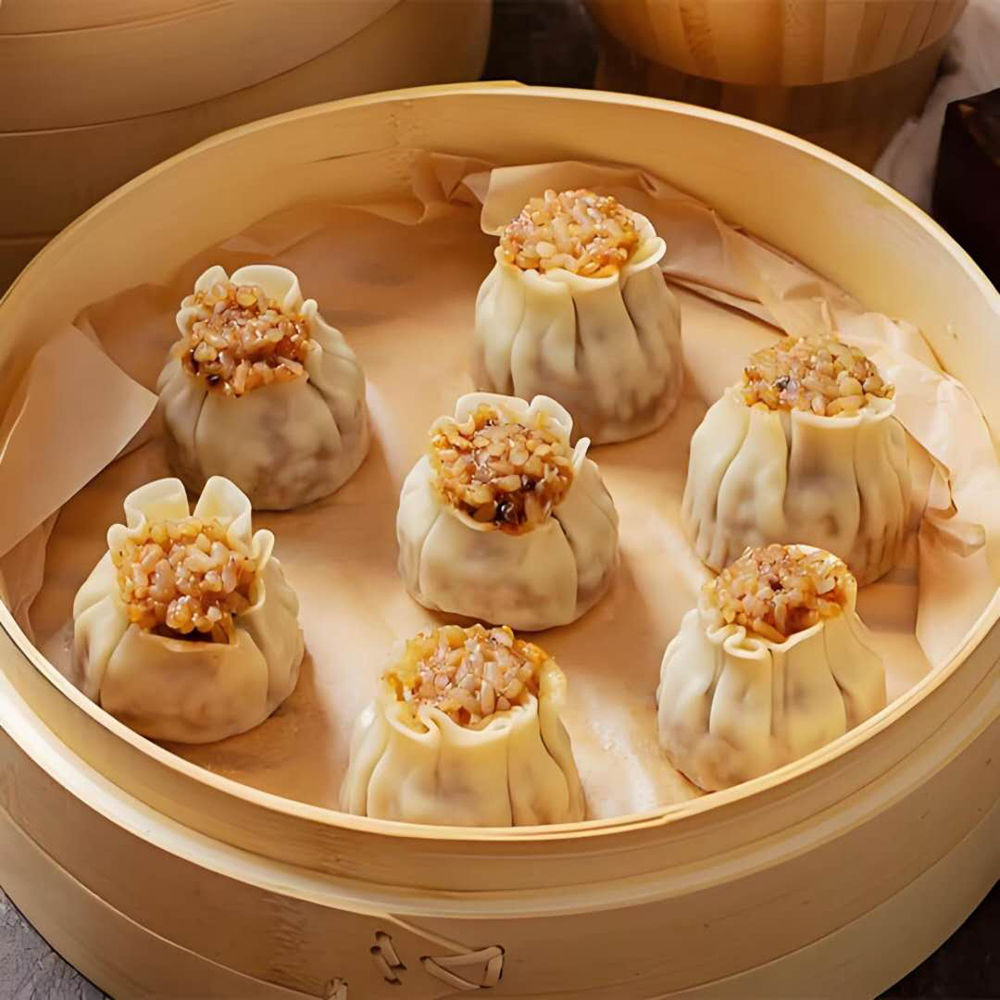 Steamed glutinous rice shumai with diced meat, wrapped in thin dough at Hot Dumpling, a Chinese restaurant in Lake Forest