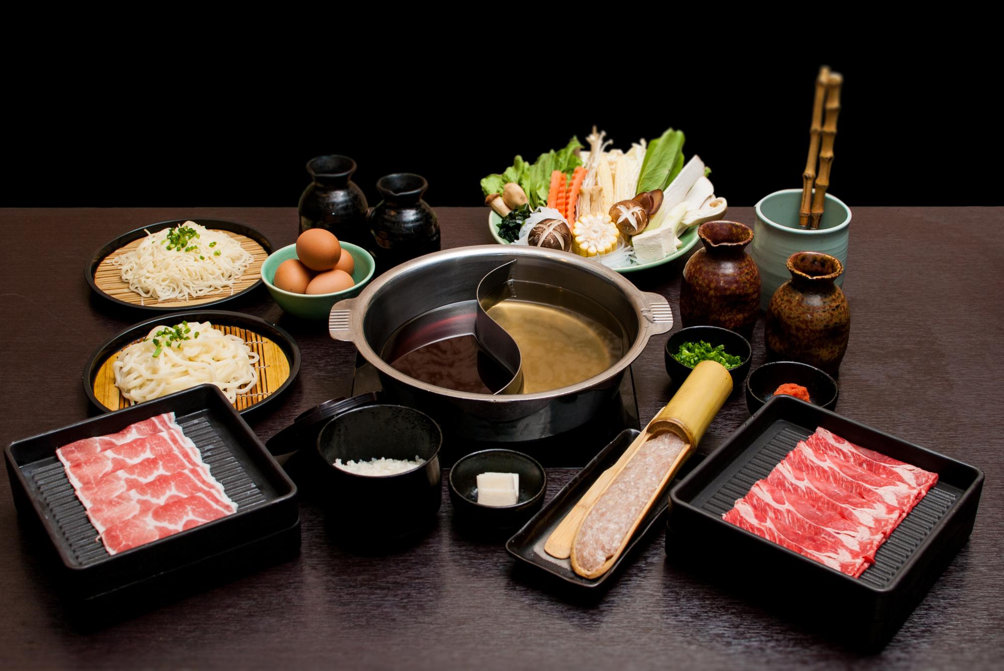 Hot Pot Feast Set - Assorted ingredients with a split - pot broth at Hot Pot Delight, a Hot Pot Restaurant in Roselle