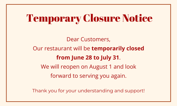 Notice of Special Operating Hours