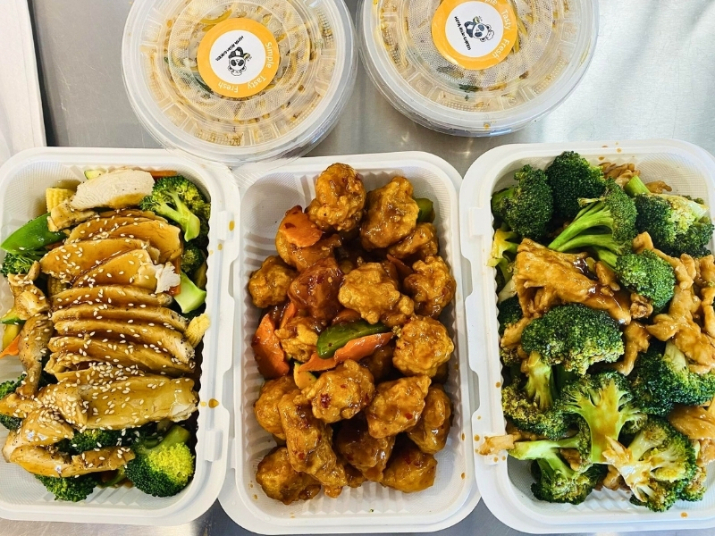 Assorted chicken dishes with veggies at Hoya Asian Express, a Chinese Restaurant in Watertown