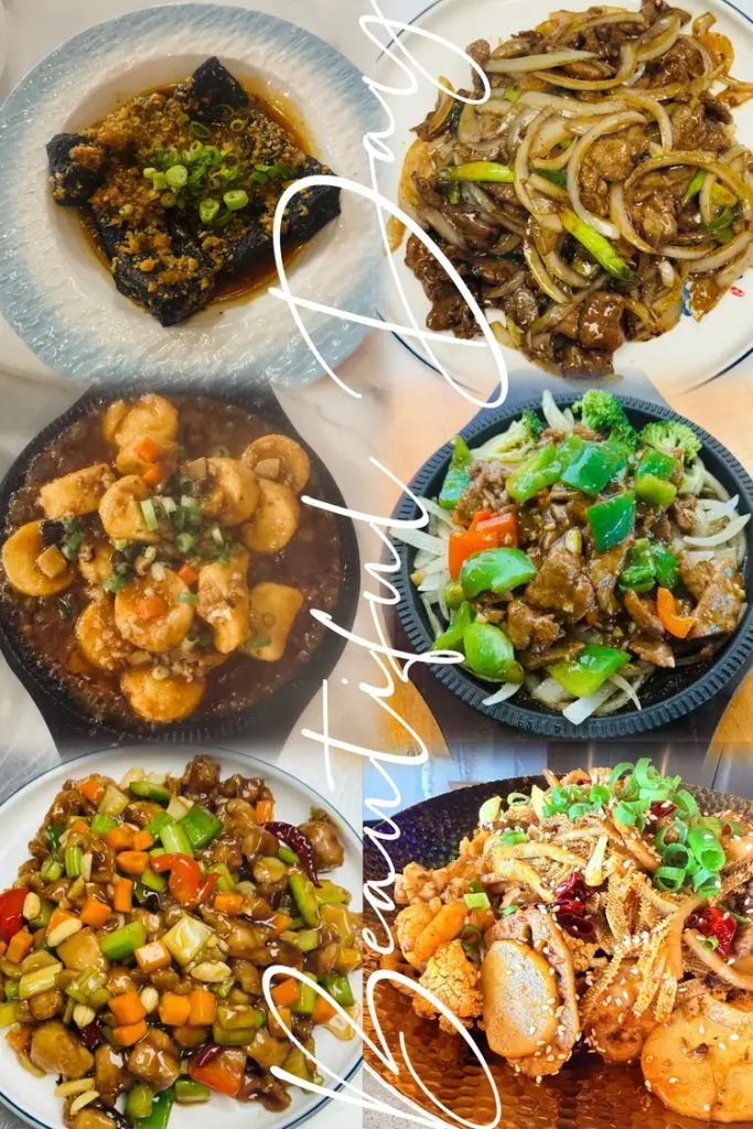 A selection of Hunan dishes including dry pot, stir-fried pork, and sizzling specialties at HuNan Impression