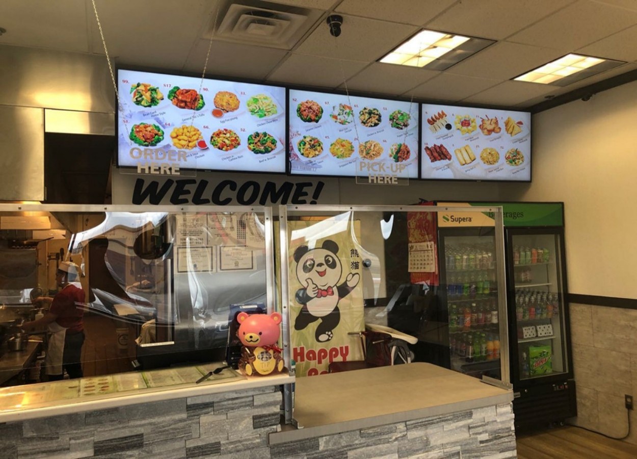 Order counter with digital menu boards at Happy Panda, a Chinese Restaurant in Hutchinson