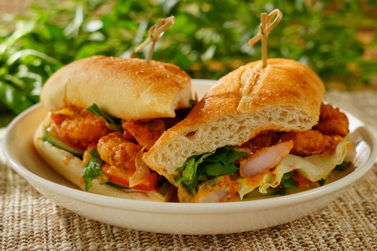 Cajun Fish Po' Boy Sandwich at Hutto Seafood Wings Seafood Restaurant in Irmo, South Carolina