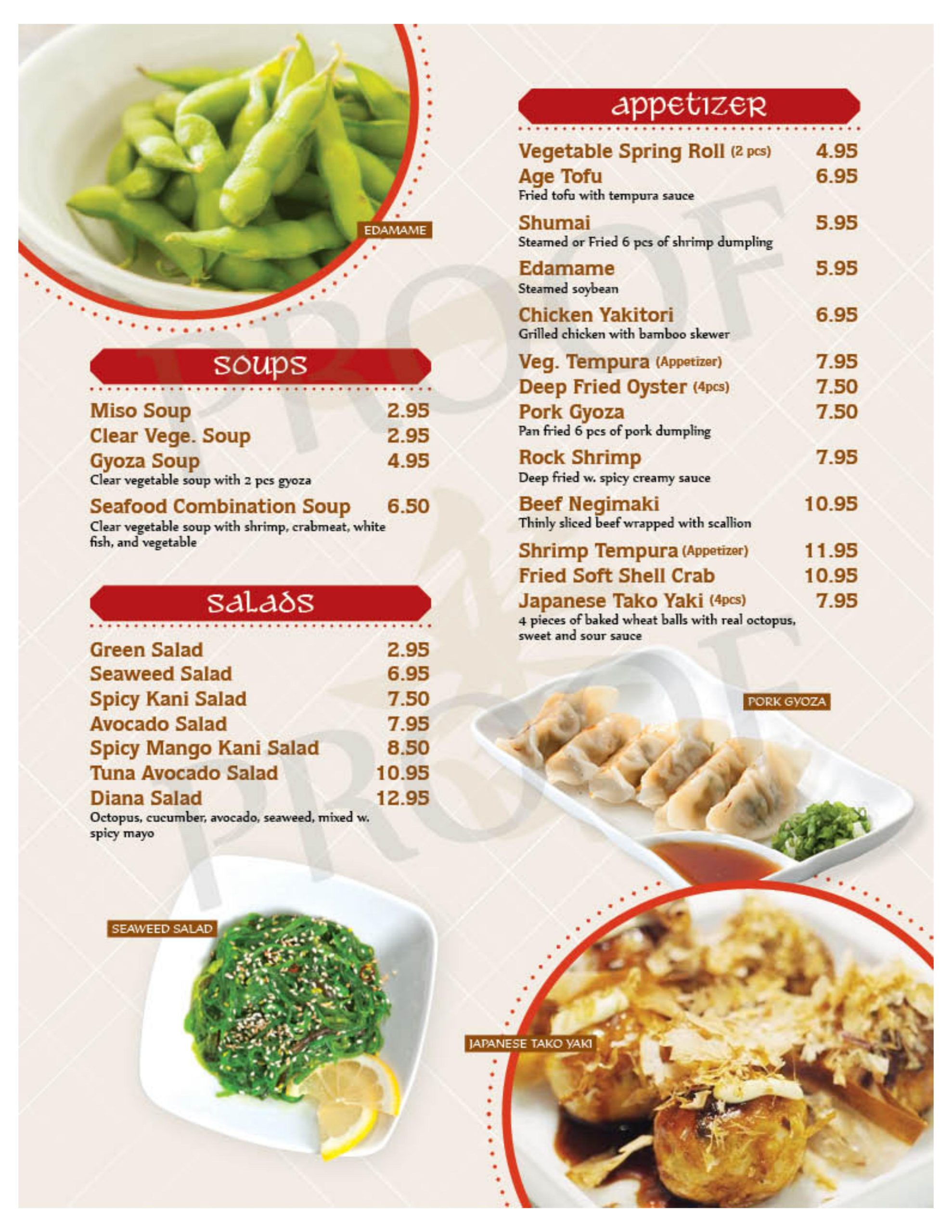 Restaurant menu 1, detailed description provided below