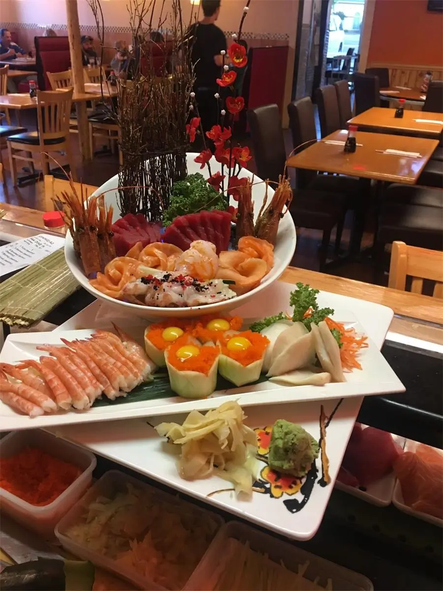 A luxurious sashimi and seafood platter with shrimp, tuna at Ichiban, a Japanese Restaurant in Sheffield