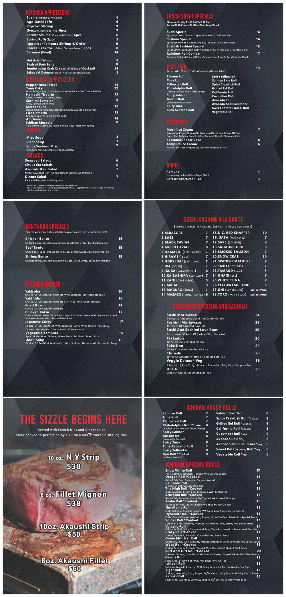 Restaurant menu 1, detailed description provided below