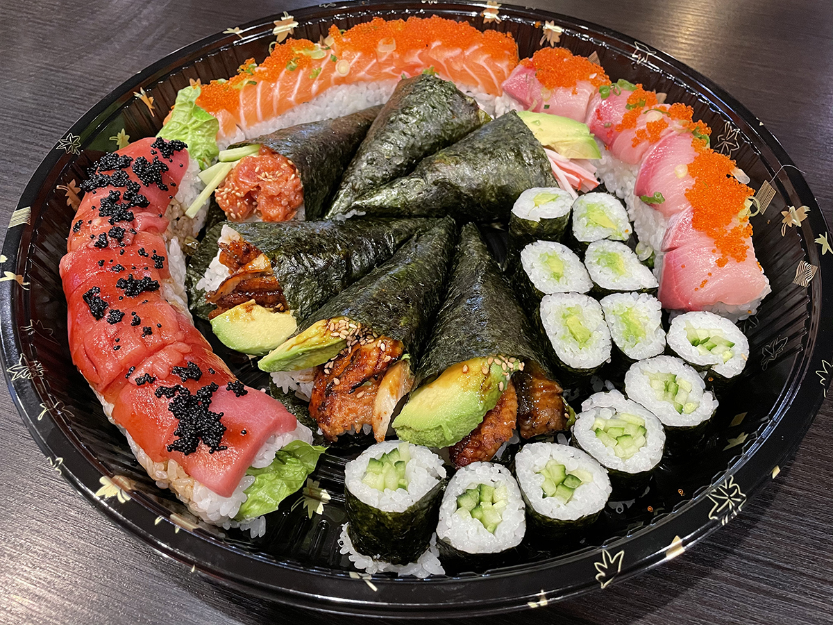Sushi-Ichimoto-Authentic-Japanese-Restaurant-Sushi-and-Sashimi-Platter-Hayward A platter with a variety of sushi and sashimi at Sushi Ichimoto,a Authentic Japanese Restaurant in Hayward