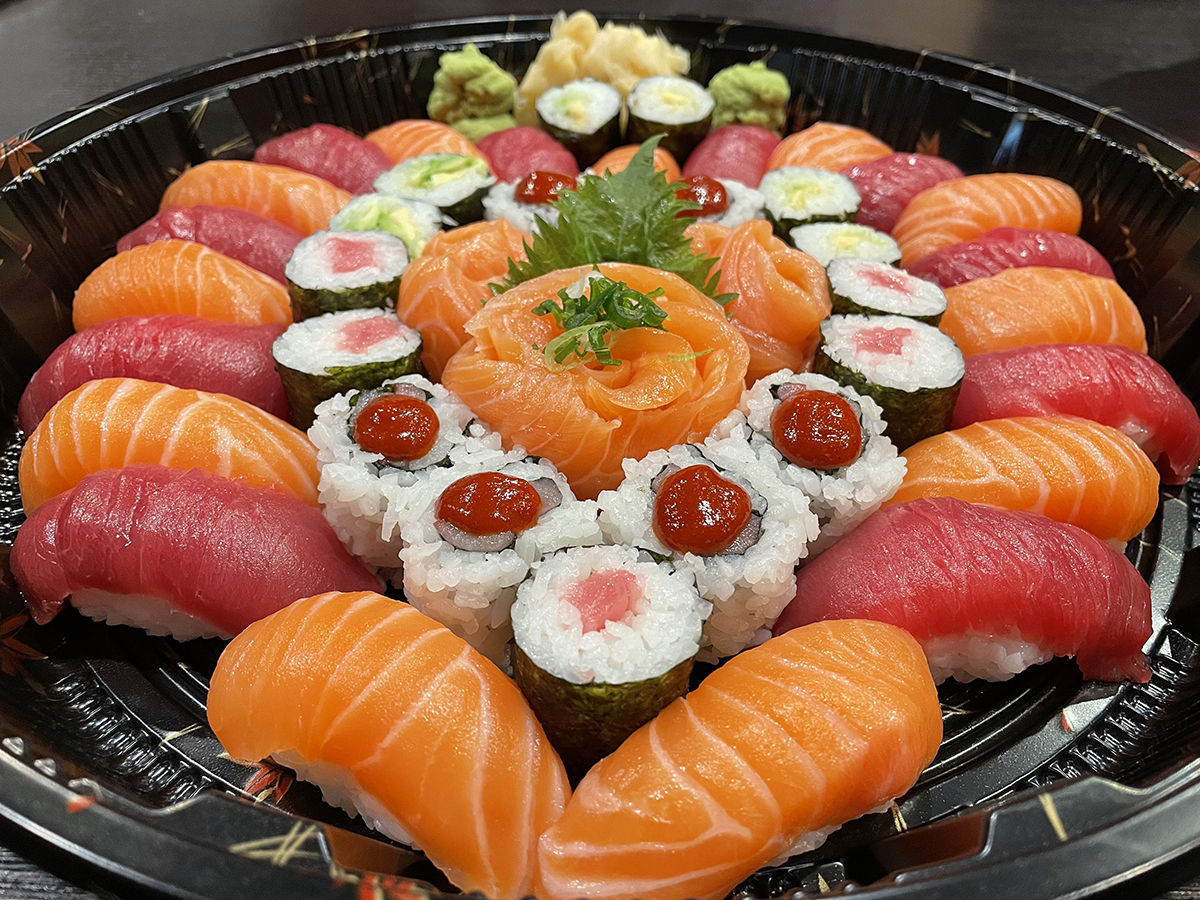 Sushi-Ichimoto-Authentic-Japanese-Restaurant-Sushi-Platter-Hayward A big platter filled with various sushi at Sushi Ichimoto,a Authentic Japanese Restaurant in Hayward