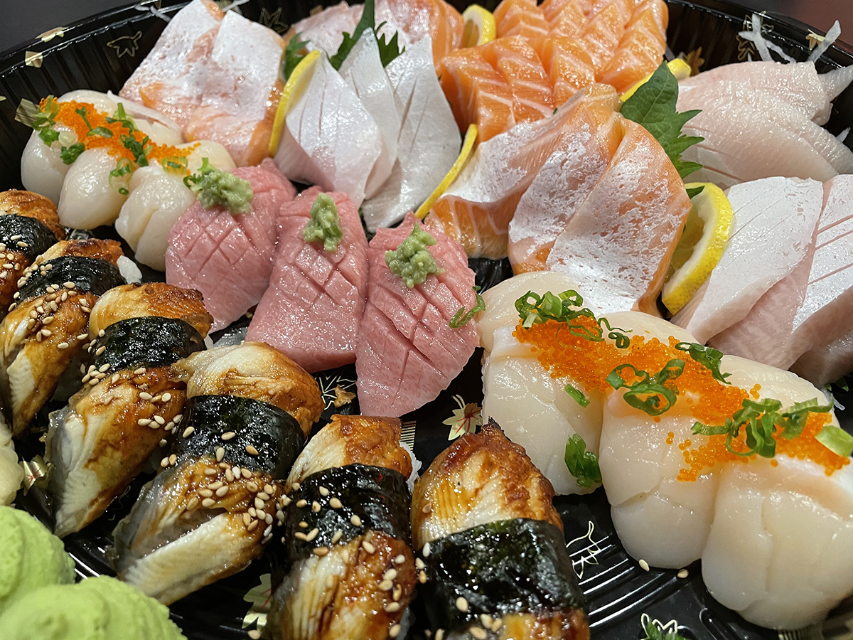 Sushi-Ichimoto-Authentic-Japanese-Restaurant-Sushi-Platter-Hayward A platter filled with different types of sushi at Sushi Ichimoto,a Authentic Japanese Restaurant in Hayward