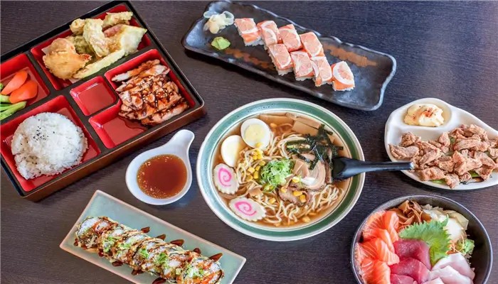 Assorted Japanese dishes including ramen, sushi and sashimi at Ikoi Sushi，a Sushi Restaurant in San Rafael