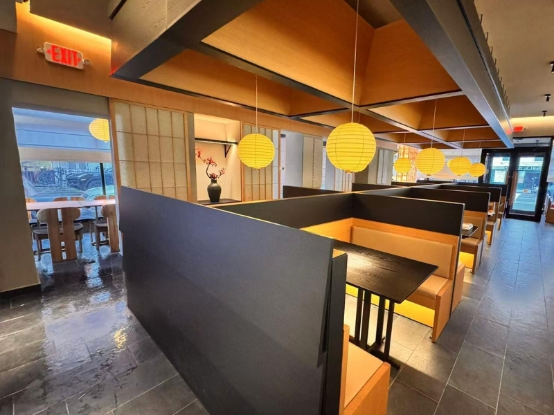 Ikyu-Sushi-II-Japanese-Restaurant-Booth-Area-New-York Interior of a Japanese restaurant with private booths, a Japanese Restaurant in New York.