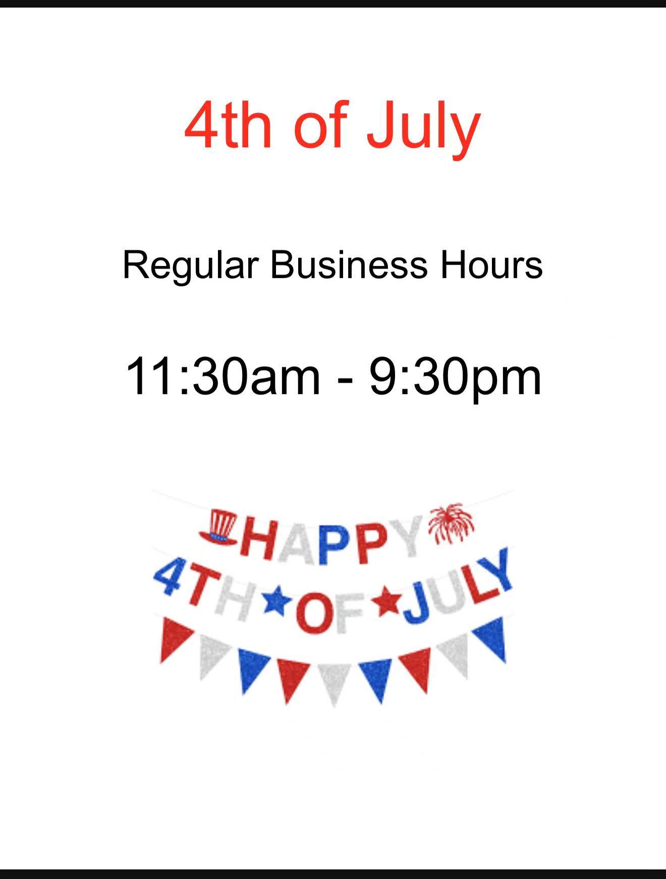 Notice of Special Operating Hours.