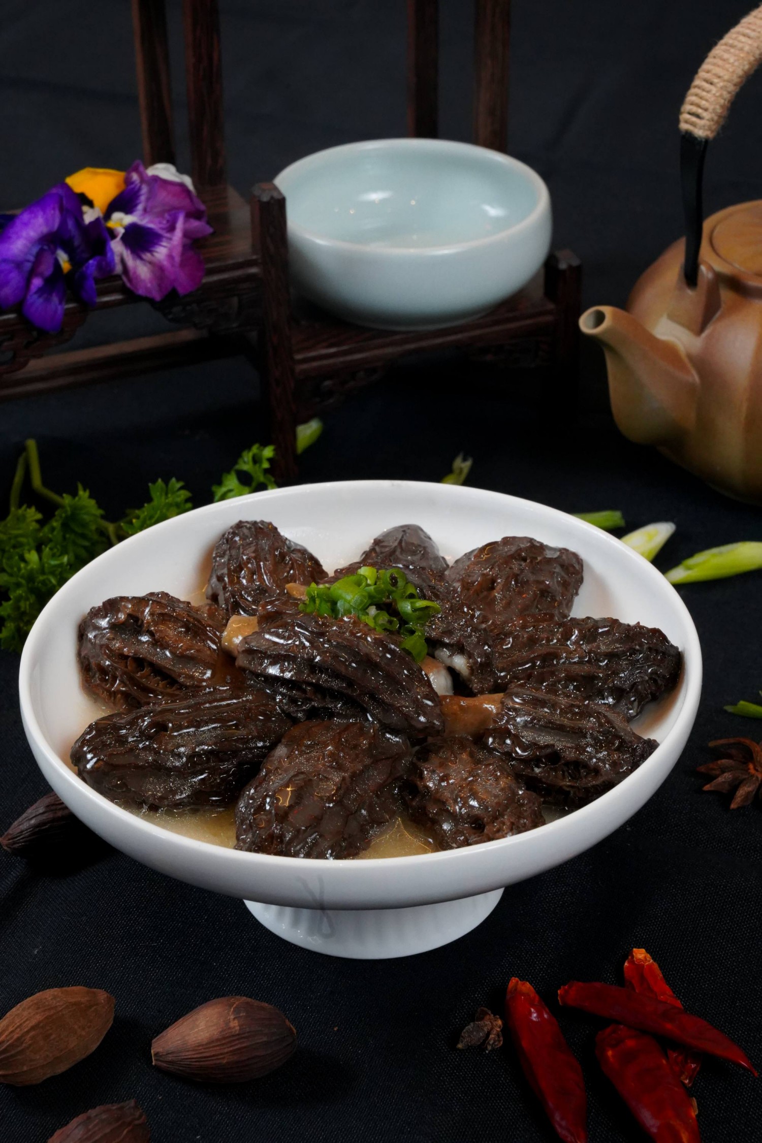Morel Mushroom Stuffed w.Shrimp Pasteat Imperial treasure, a Chinese restaurant in Palo Alto