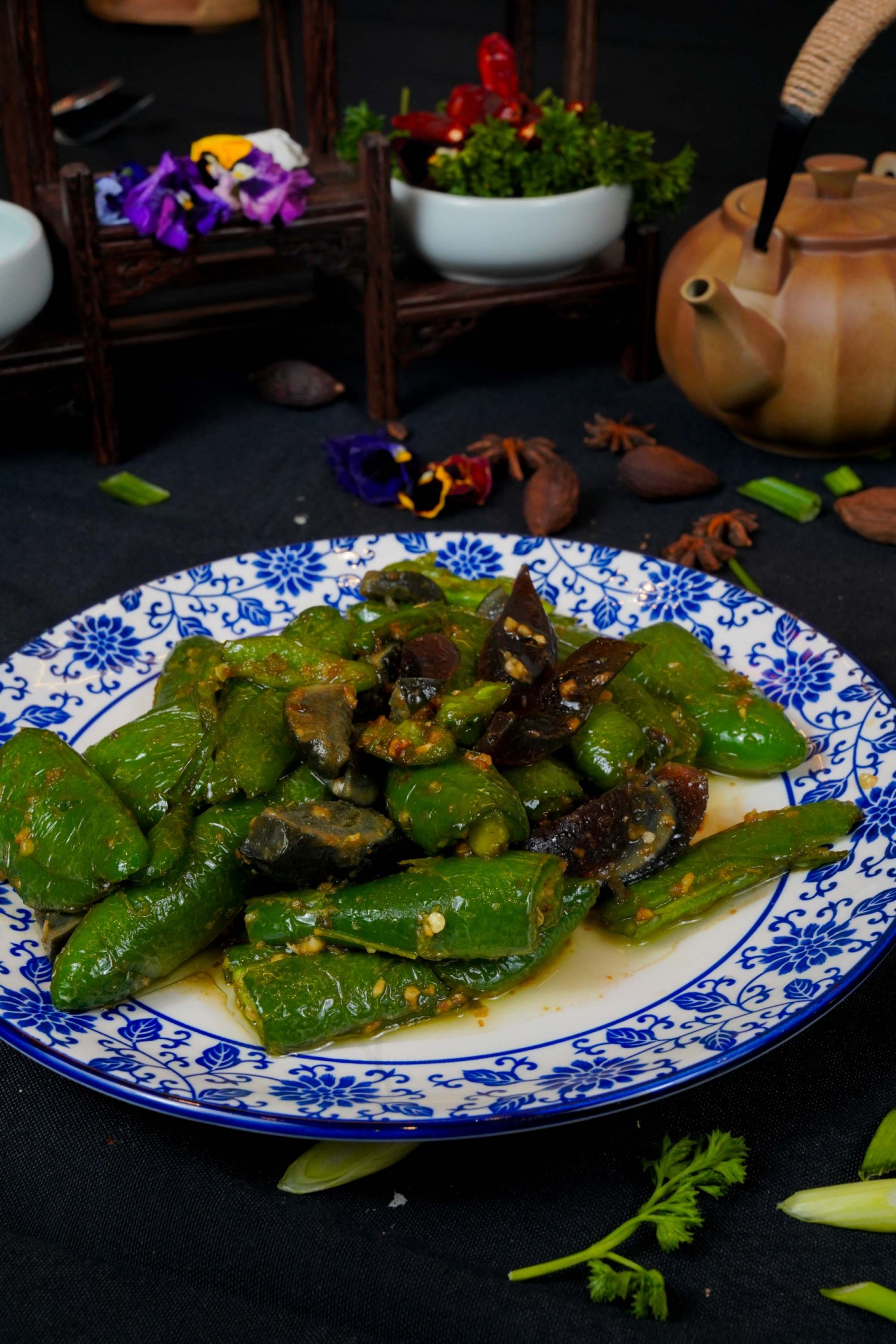 Preserved Eggs w.Chili Peppers at Imperial treasure, a Chinese restaurant in Palo Alto