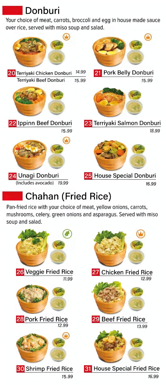 Menu Ippinn Udon & Tempura