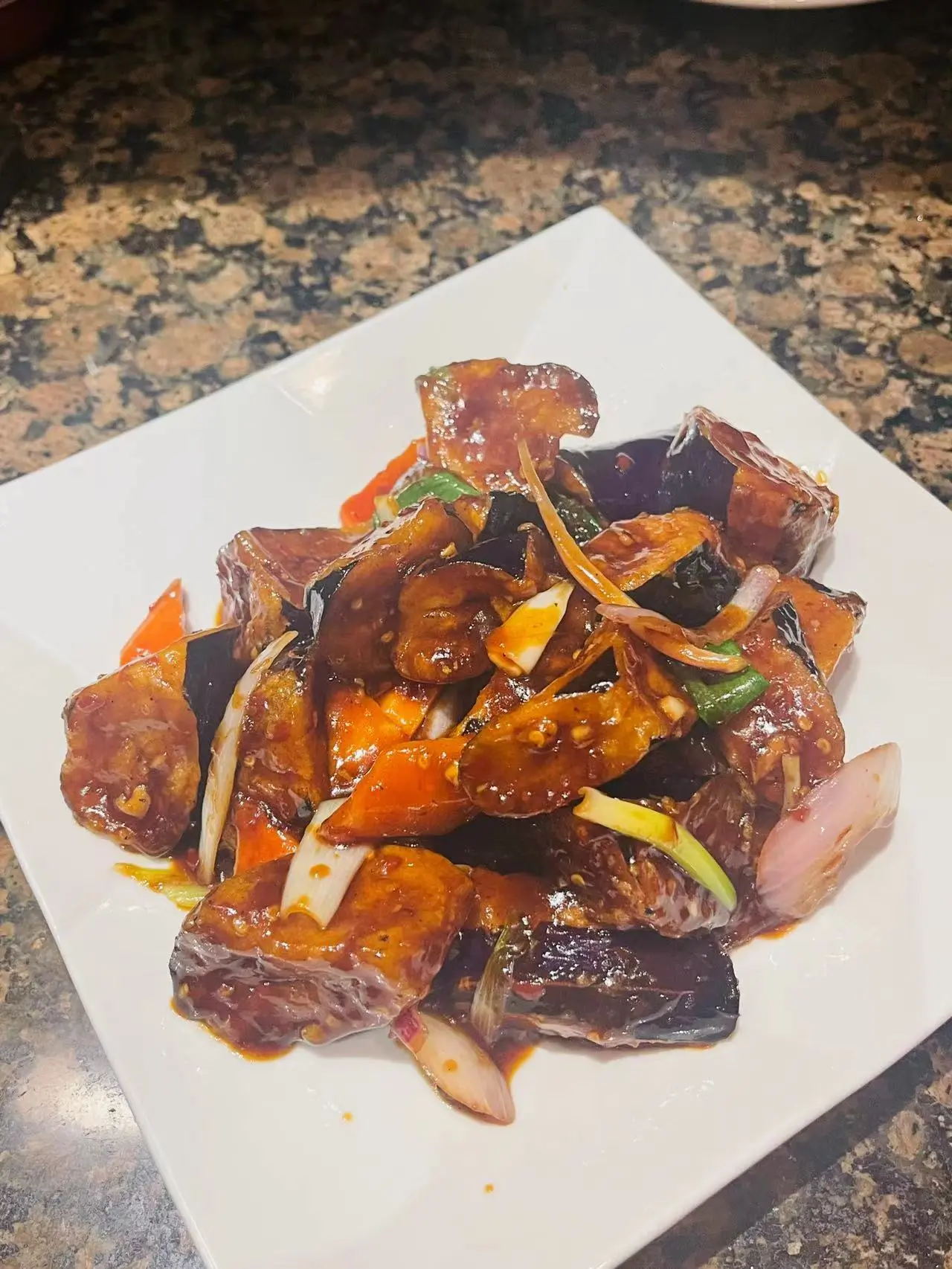 Glazed eggplant stir-fry with veggies at Jade Ly Asian Bistro, a Asian Restaurant in Westminster