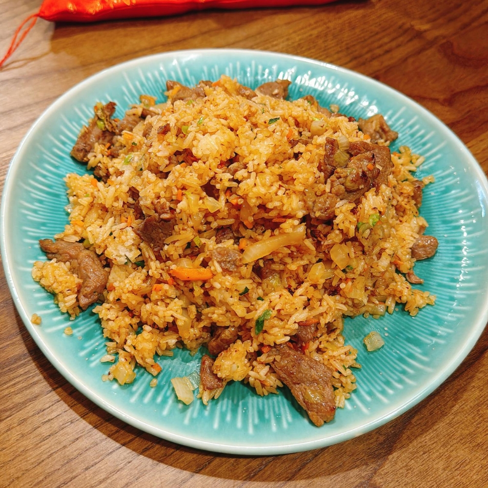 Fried rice with beef and mixed vegetables at JBC Rice Noodles Ramen & Dumplings, a Asian Restaurant in Astoria