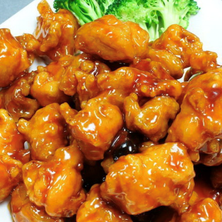 Crispy orange chicken with sweet and tangy sauce at Jin28 Express, a Chinese Restaurant in Highland Park