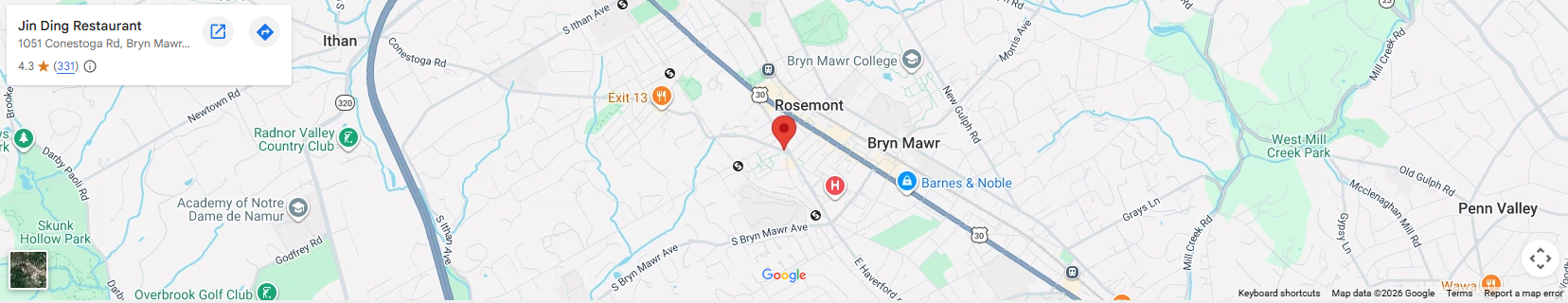 Location 1051 Conestoga Rd, Bryn Mawr, PA 19010 Location 1051 Conestoga Rd, Bryn Mawr, PA 19010