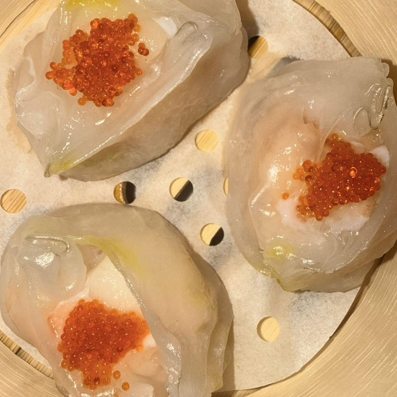 Shrimp dumplings topped with fish roe at Jing Dumpling Dimsum House, a Chinese Restaurant in Fort Collins