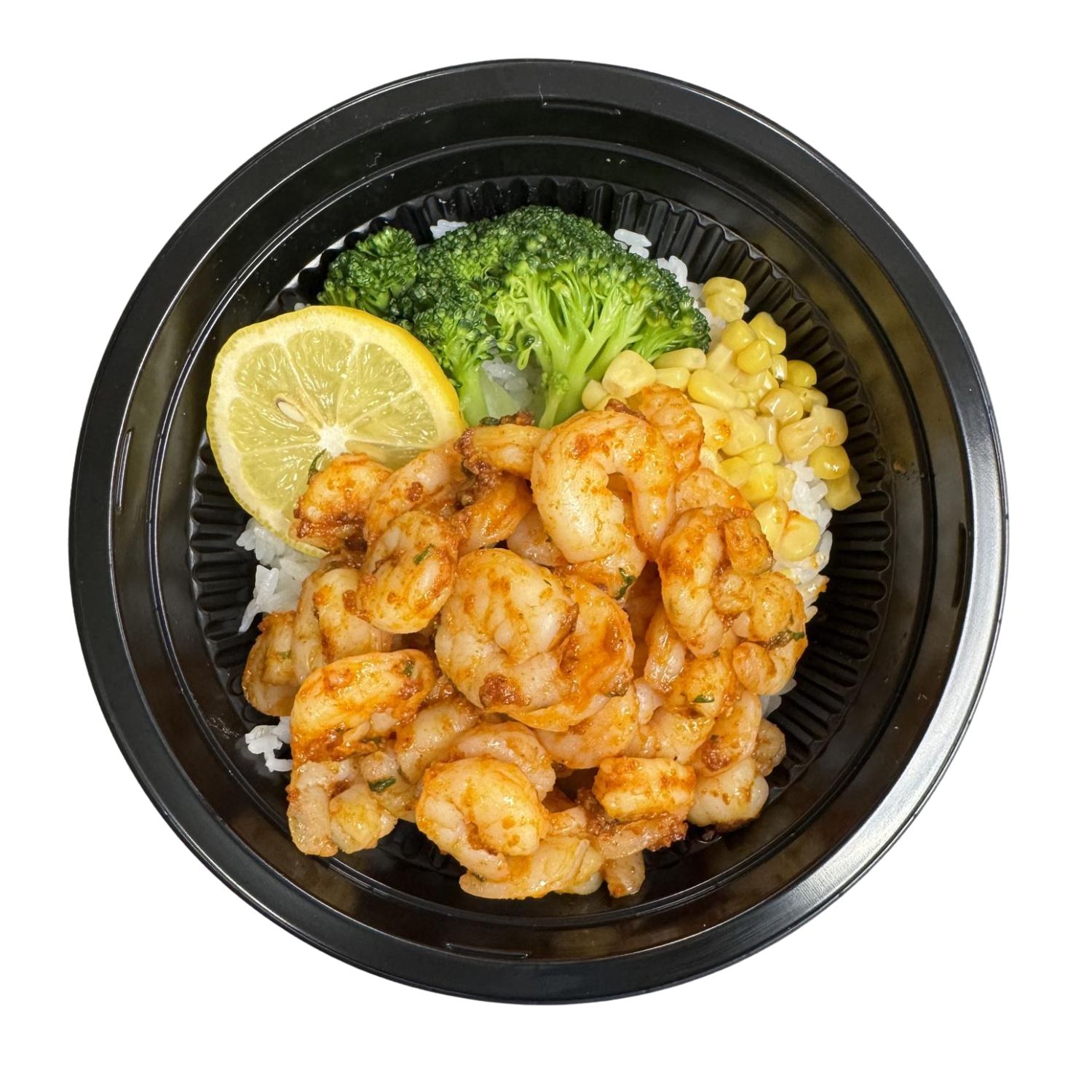 Grilled shrimp with rice and assorted sides at JJ Poke Bowl & Taiwanese Bubble Tea Store in Pittsburgh