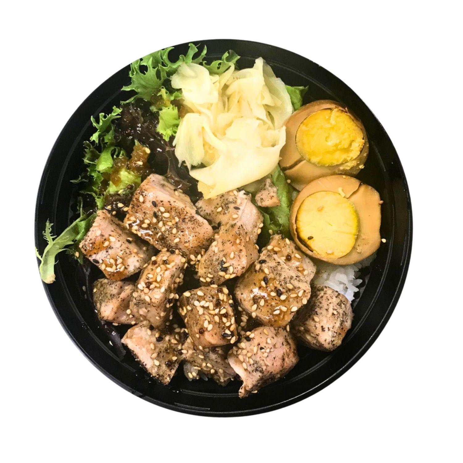 Grilled tuna with rice and fresh vegetables at JJ Poke Bowl & Taiwanese Bubble Tea Store in Pittsburgh