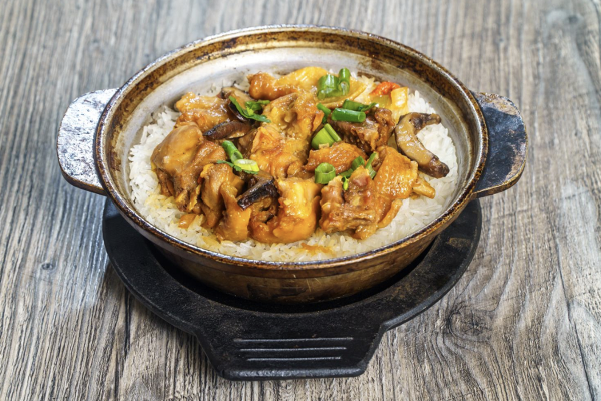 Clay Pot Rice with Shiitake Mushrooms and Silky Chicken at J&L Chinese Cafe, a Chinese Restaurant in Pasadena