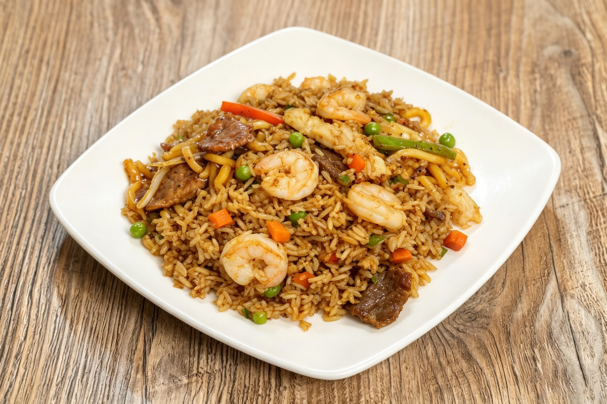 House special fried rice with shrimp and beef at J&L Chinese Cafe, a Chinese Restaurant in Pasadena
