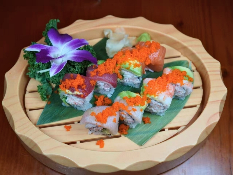 Sushi roll with tuna, avocado & tobiko at Koi Ramen & Sushi, a Japanese Restaurant in Johnstown