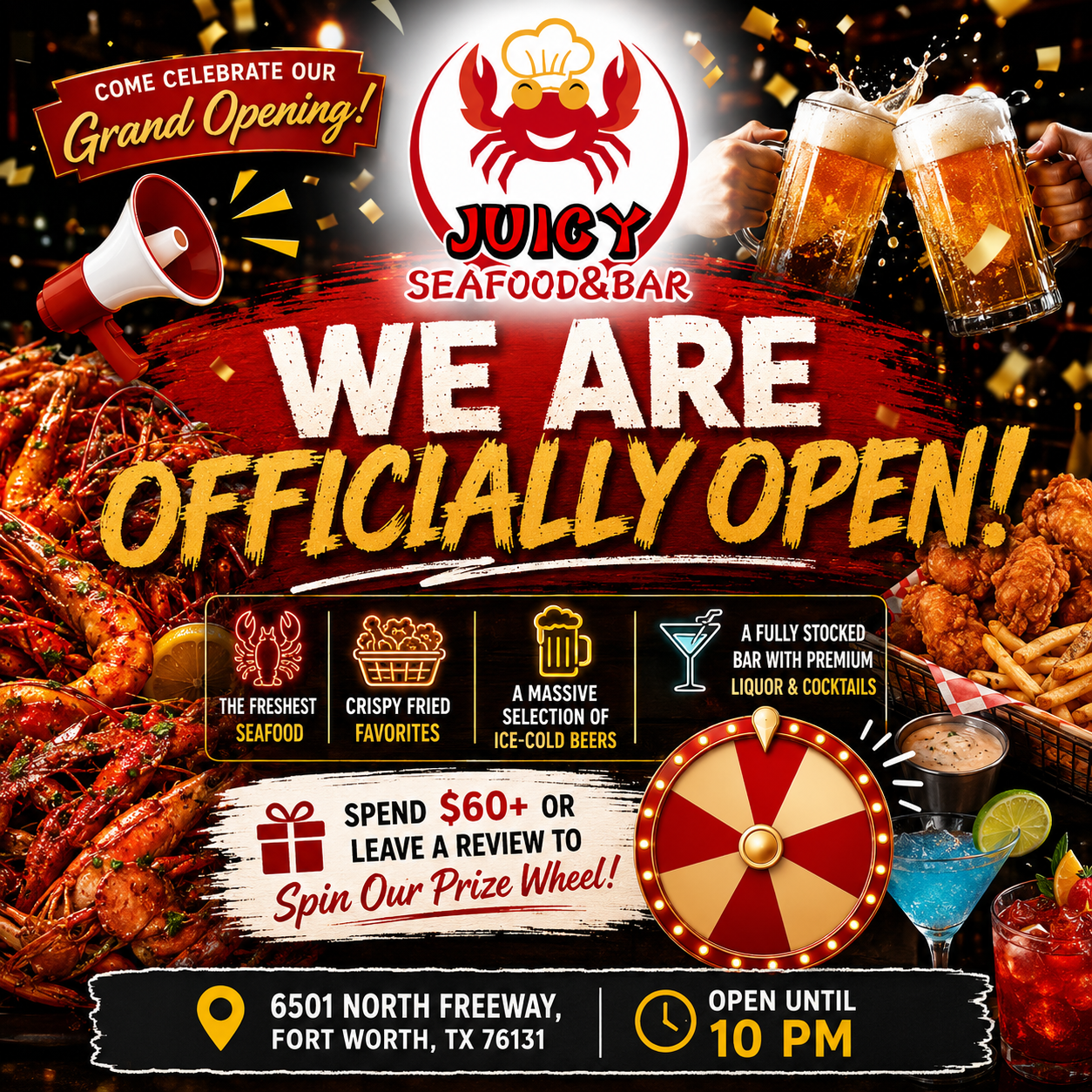 Crab N Go seafood platter promo - 10% off online orders $45+ at Liverpool, NY location.