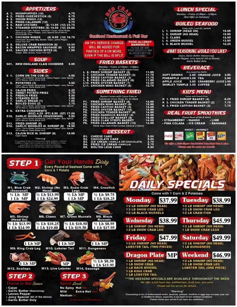 Restaurant menu 1, detailed description provided below