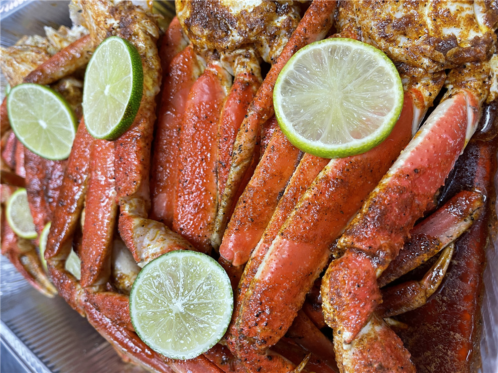 Spicy crab legs and shrimp boil with lime at The Juicy Seafood-Pearl, a Seafood in Pearl