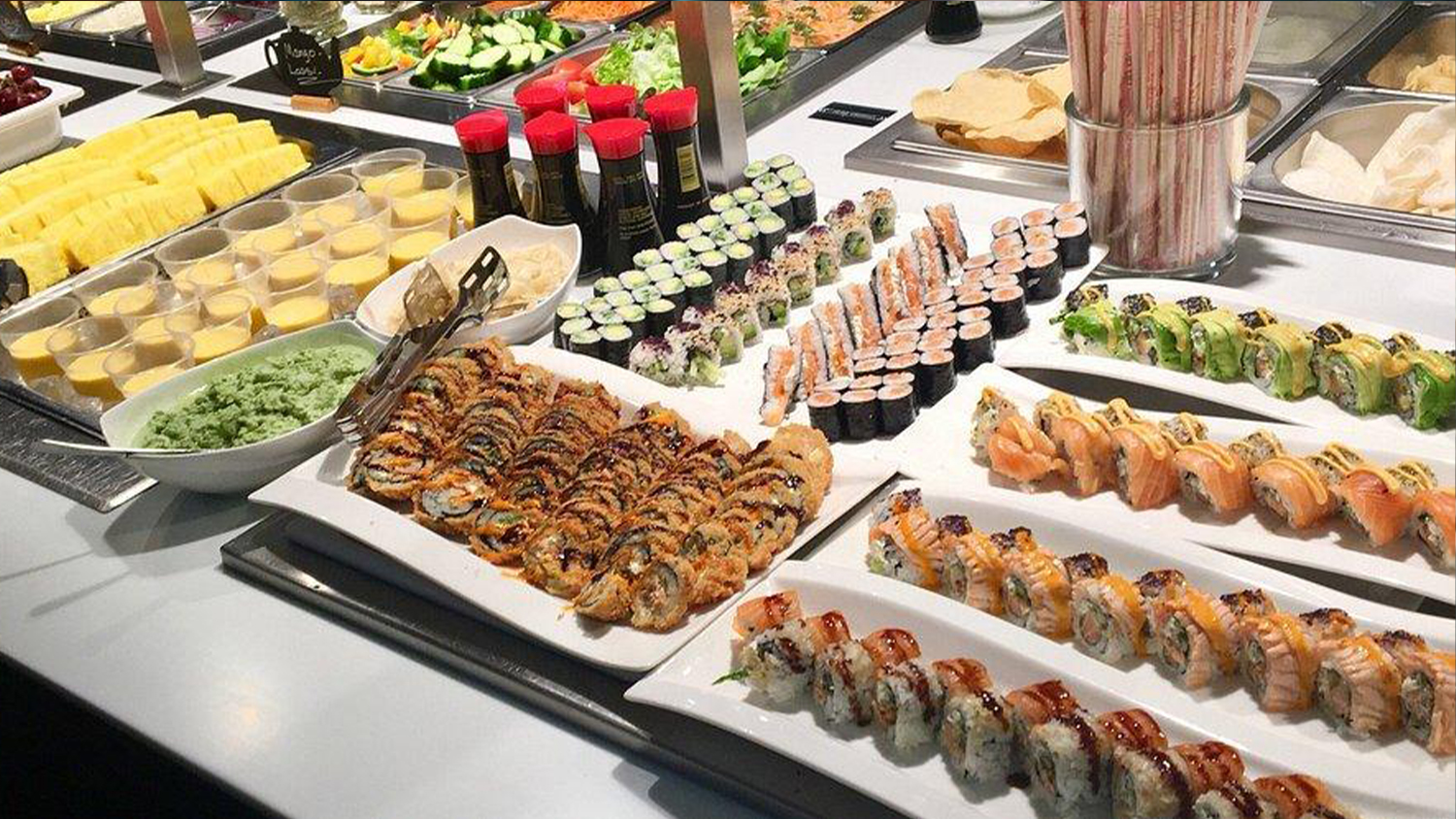 Katana-Buffet-Asian-Buffet-Restaurant-Canton Sushi Buffet with Fresh Rolls, Wasabi, and Mango