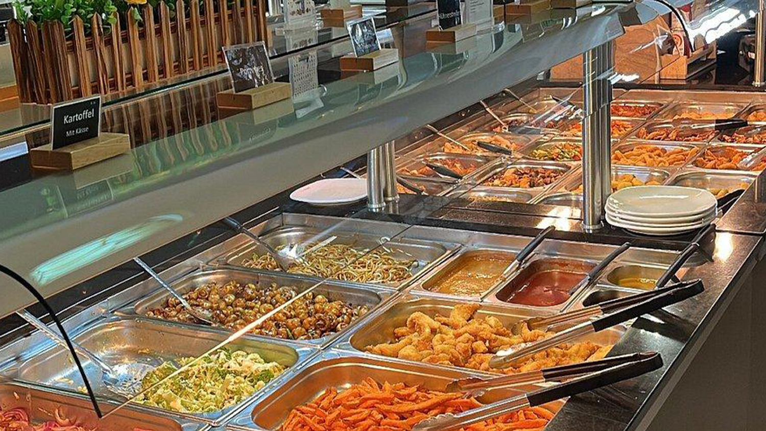 Katana-Buffet-Asian-Buffet-Restaurant-Canton Buffet Counter with Varied Hot Dishes and Tongs