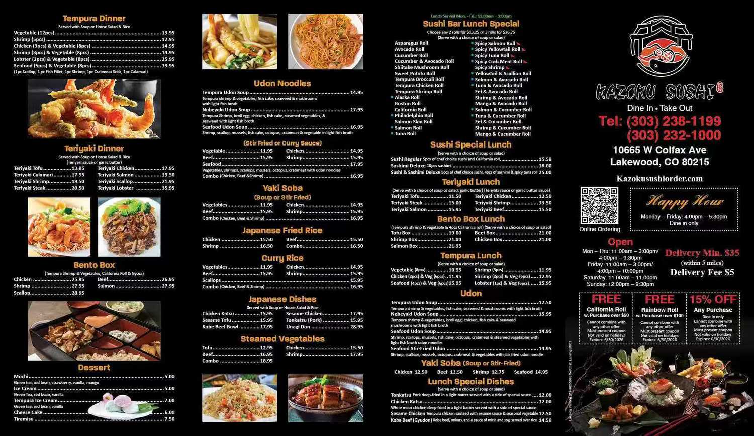 Restaurant menu 1, detailed description provided below